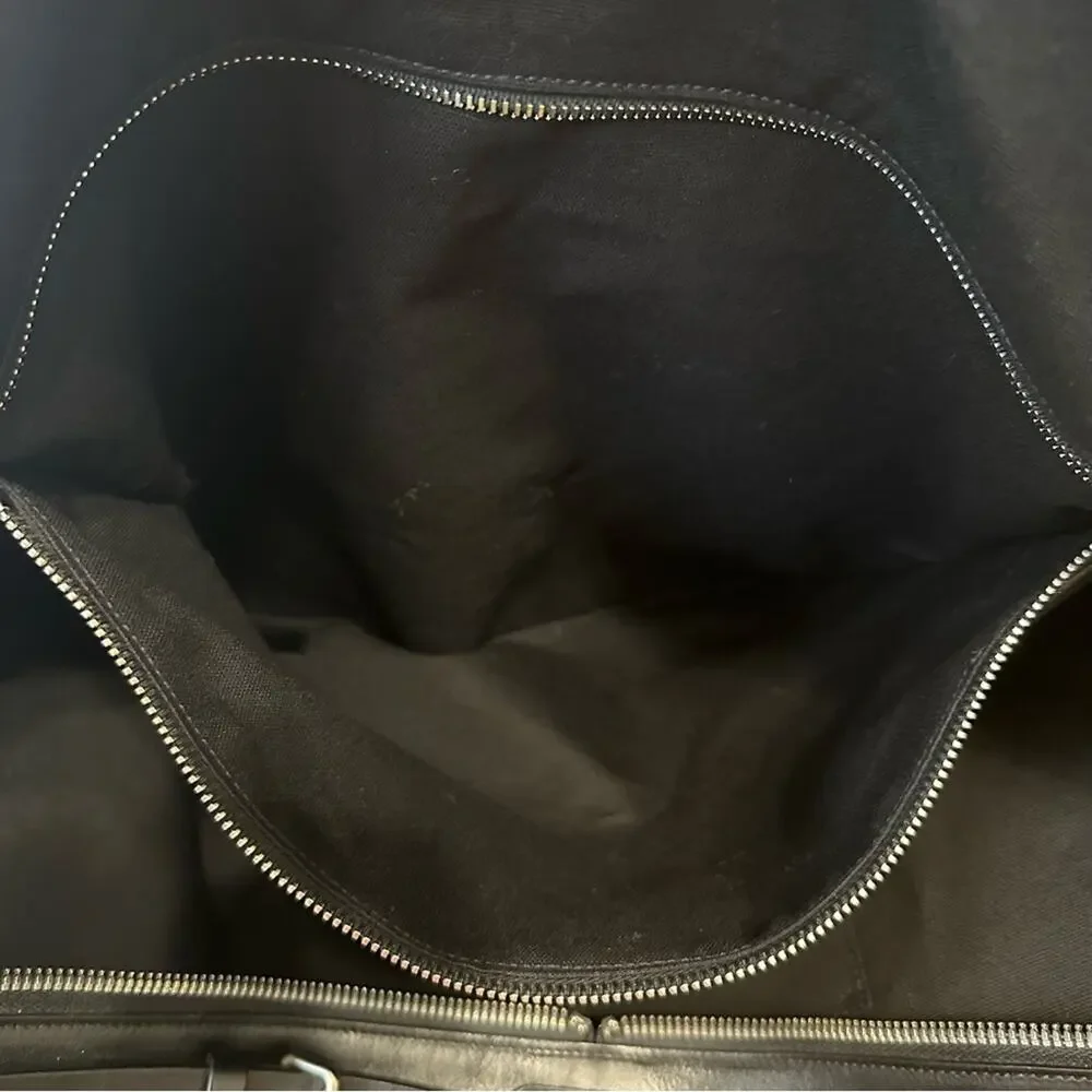 Saint Laurent ID Convertible Travel Duffel Bag Large Black Canvas Leather Trim